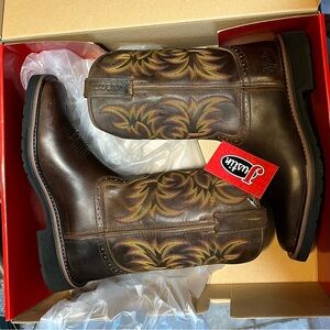 Justin Brown Leather Cowboy Boots NWT
